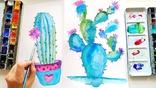 Watercolor cactus - easy wall art ideas for modern home decor- asmr
painting how to paint green and blue beginners. diy wa...