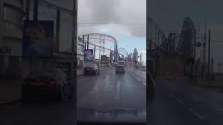 Would you still ride these in this weather? 🌧️🎢😅 #blackpool #rollercoaster #short