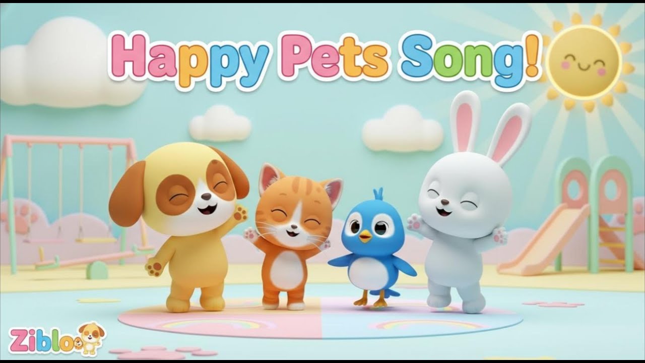 Happy Pets Animal Song 🐶🐱🐰 | Zibloo Kids Songs for Toddlers