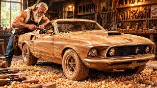 A 60-Year-Old Man Builds a 1969 Ford Mustang Shelby GT500 Entirely Out of Wood! 😱🔥