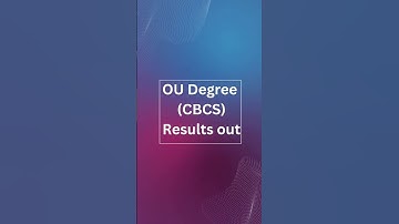 OU Degree (CBCS) Results Are Out! Check Now|
