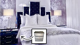 BEDROOM MAKEOVER With Plastic! DIY Headboard and More!!!