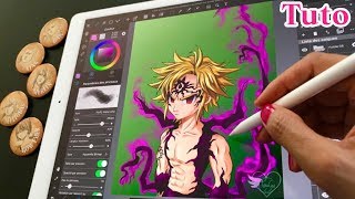 TUTO DESSIN COMMENTÉ Meliodas Seven deadly sins | Comment dessiner manga fan-art papier crayon iPad