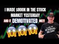 I Made $800K In The Stock Market YESTERDAY And It DEMOTIVATED Me