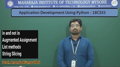 List Methods | Vth Sem | CSE | 18CS55 PYTHON | Module 2 | Session 02