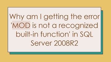 Why am I getting the error 