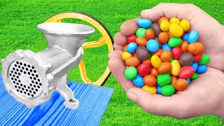 EXPERIMENT M&M CANDY VS MEAT GRINDER