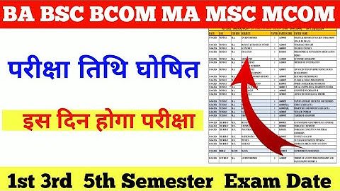 BA/BSC/BCOM/MA/MSC/MCOM/LLB/LLM 1st , 3rd , 5th Semester Exam Time Table Date 2024