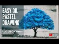 Oil pastel drawing for beginners step by step | blue tree scenery | by Akash Roy