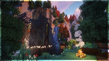 🍁 Minecraft Cliffside Waterfall Ambience w/C418 Music | 10 Hours