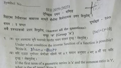 SEE Opt.Math Question 2079 from Lumbine Province