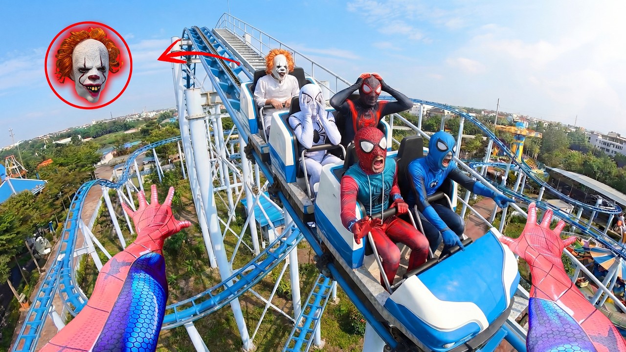 6 Spider-Man Bros Escape From PENNYWISE in Abandoned Amusement Park ( POV Chase )