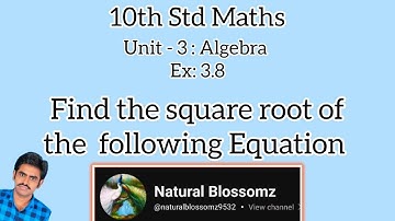 1) iv) Square root of Polynomial Ex:3.8 #Algebra in #10th Maths  step by step explained