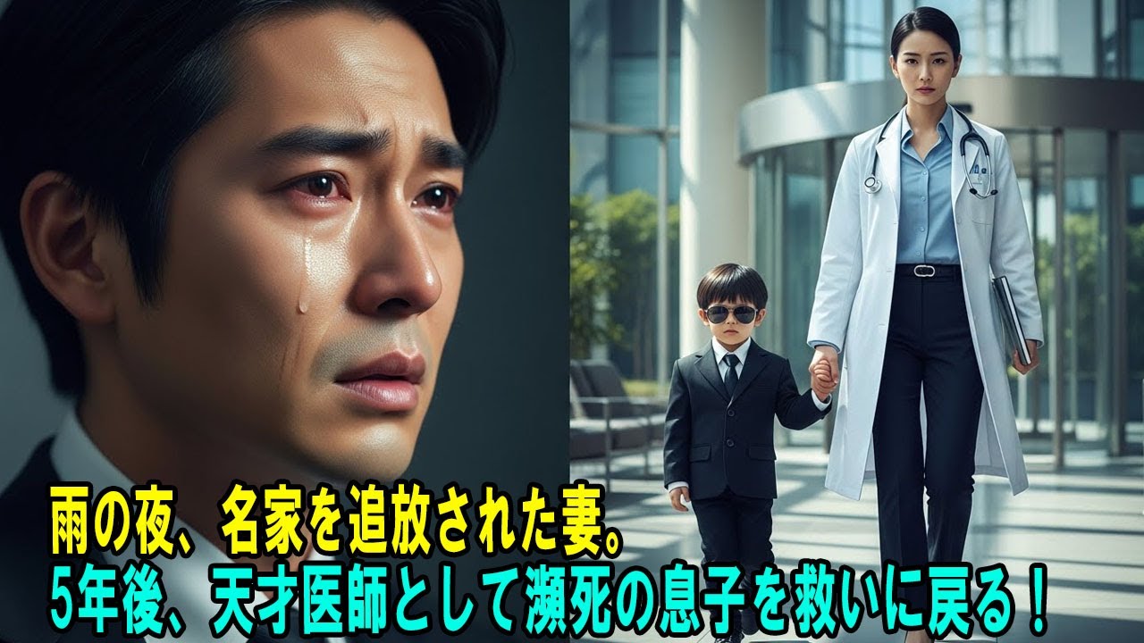 雨の夜、名家を追放された妻。5年後、天才医師として瀕死の息子を救いに戻る！#感動の物語 #AIストーリー