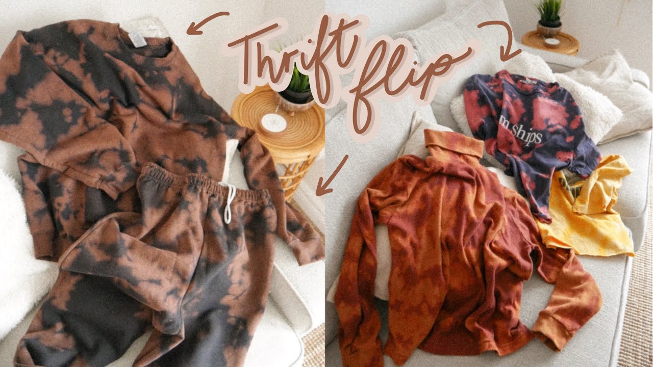 THRIFT FLIP + DIY: Let's Tie Dye/Bleach some thrifted clothes and a sweatsuit