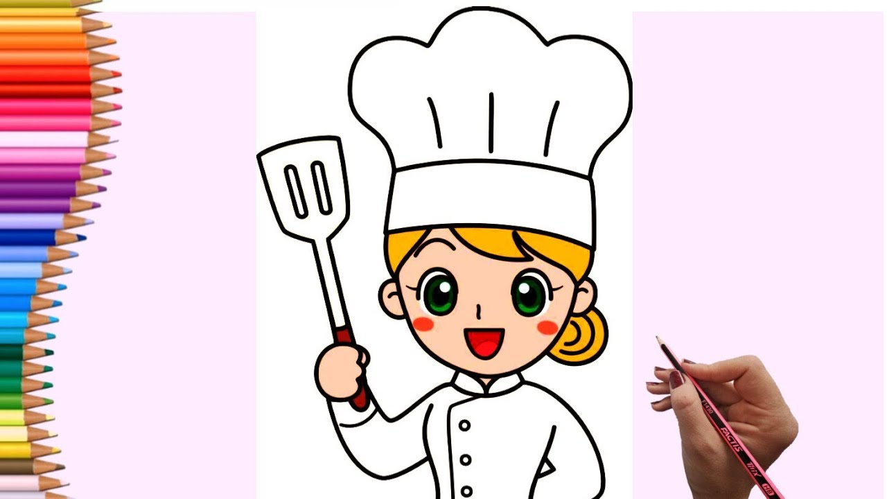 Sevimli Bir Aşçı Nasıl Çizilir? | Basit ve Eğlenceli Aşçı Çizimi 🎨👩‍🍳 ...