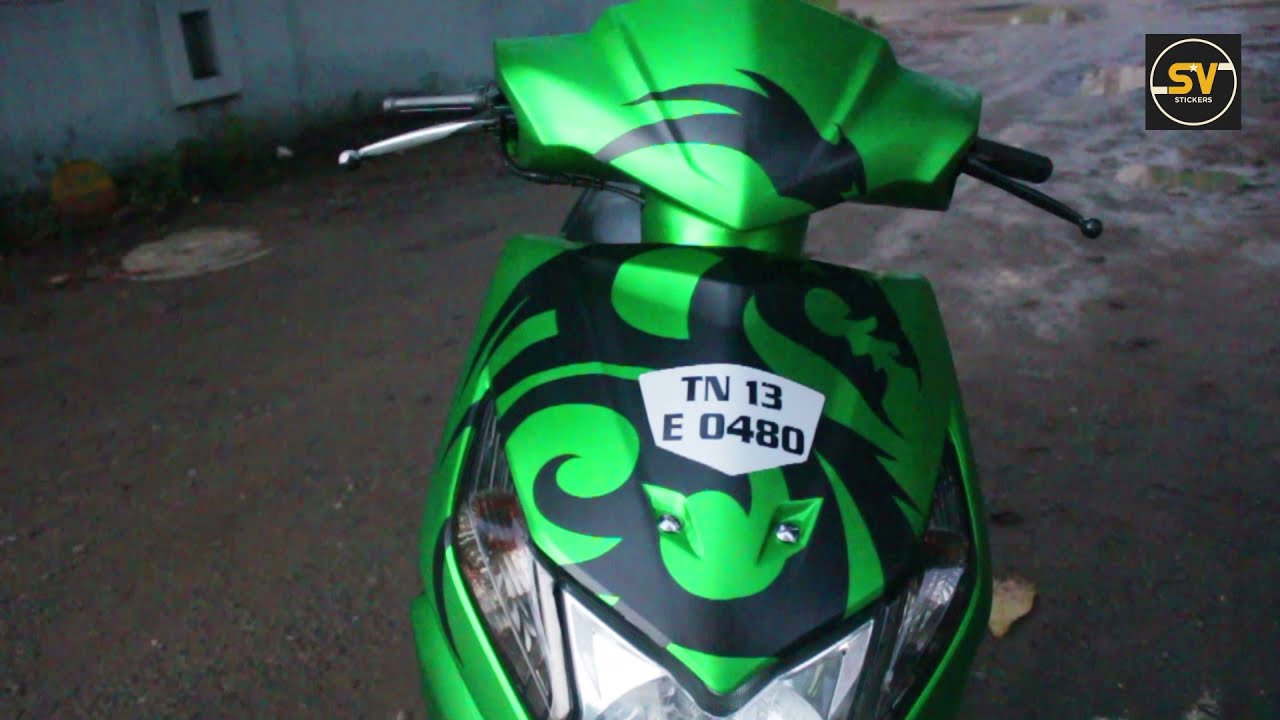 Dio Wrapping Dio Sticker Honda Dio Wrapped In Matte Mettalic Green And Black Decals Dio Mods Youtube