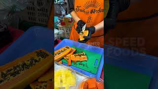 Sweet & Juicy Papaya Thai Woman Preparing Fresh Papaya For Only 1.3