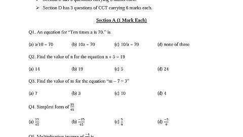 Class-7 Maths 2023 SEE / Annual Exam Question Paper For KENDRIYA VIDYALAYA (KVS) Students