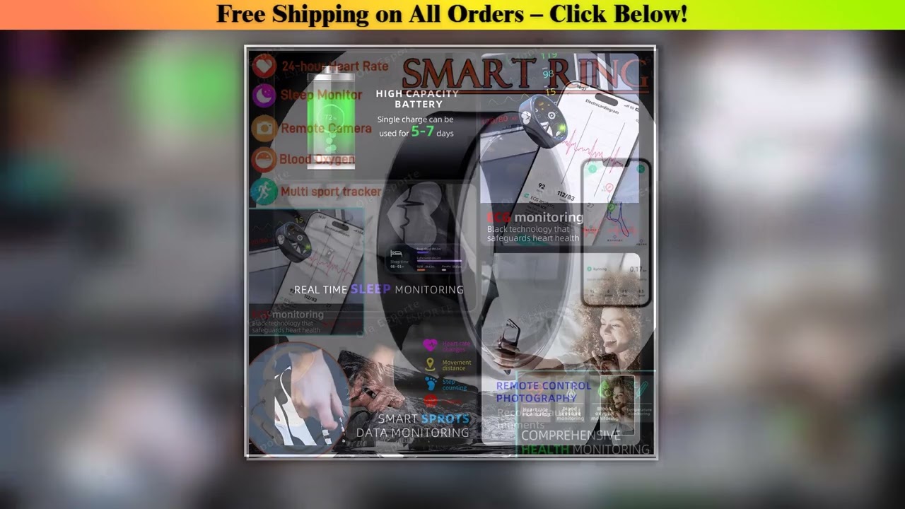 2025 New Smart Ring ECG Detection Blood Pressure,Heart Rate Ring,Body Temperature Monitor