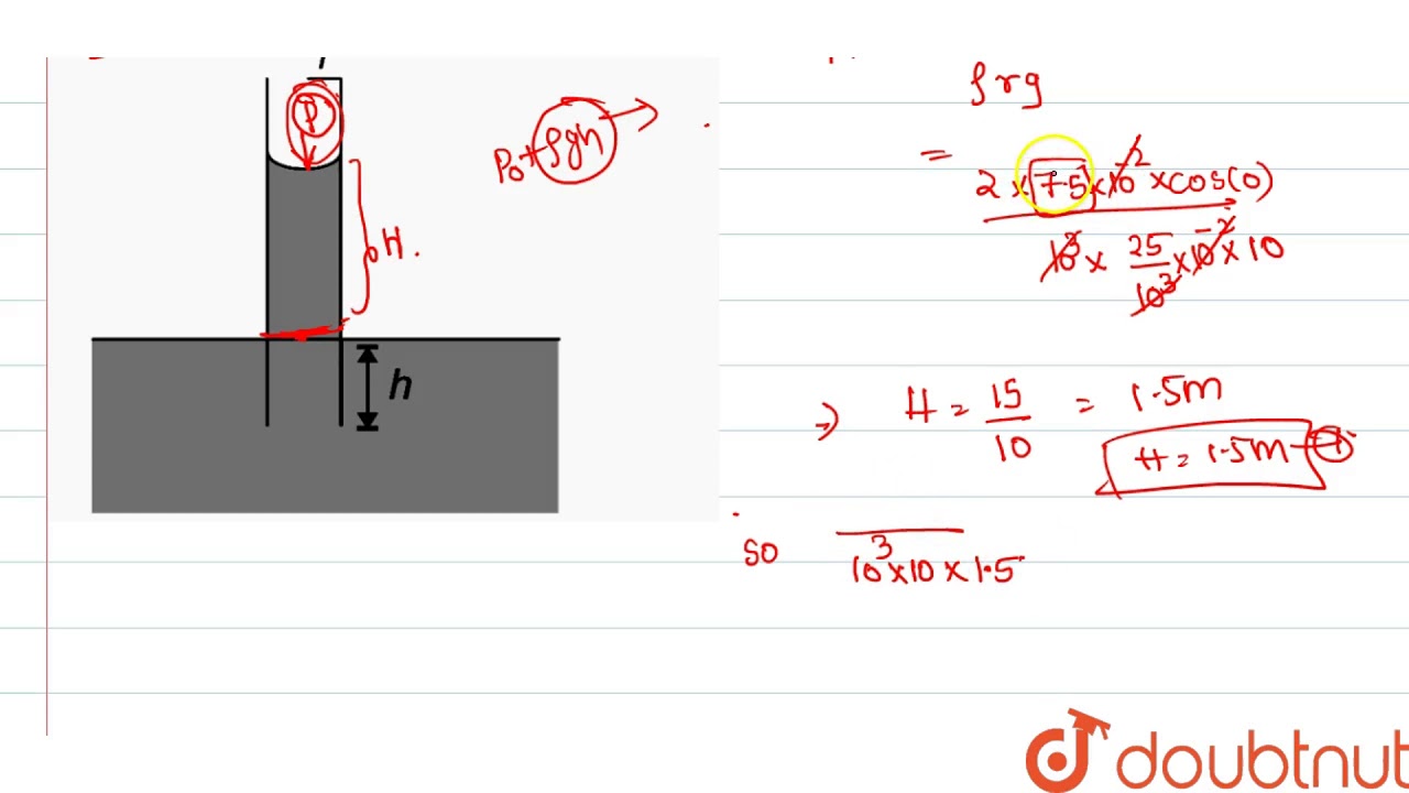 I One End Of A Uniform Glass Capillary Tube Of Radius R 0 025 Cm Is Immersed Vertically In 