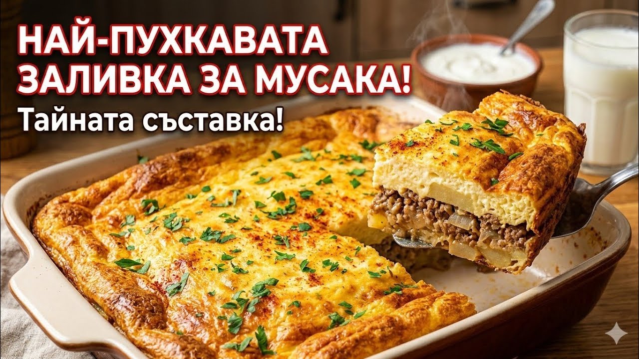 НАЙ-ПУХКАВАТА ЗАЛИВКА ЗА МУСАКА! Тайната съставка