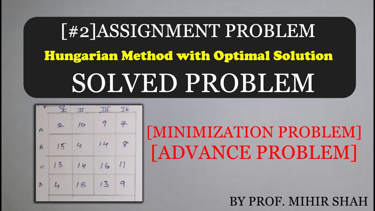 explain the hungarian method for solving assignment problem can also be used to solve