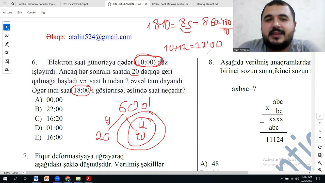 Yeni tip elektron saat məsələsi- Düsturlu sadə izah Atalin Əhmədov ( #vergi #məntiq )