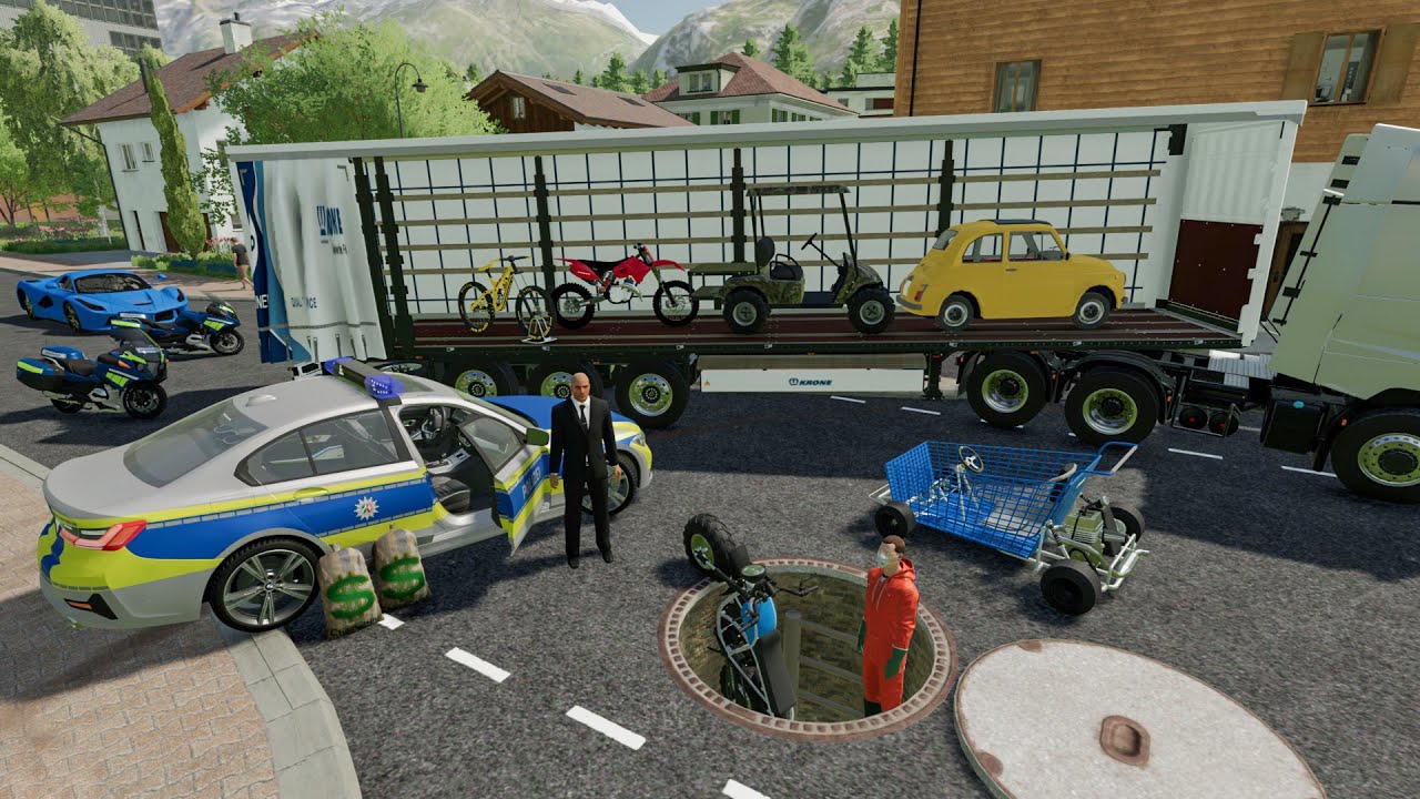 Evasion des malfaiteurs par les égouts en moto | FS 22 roleplay