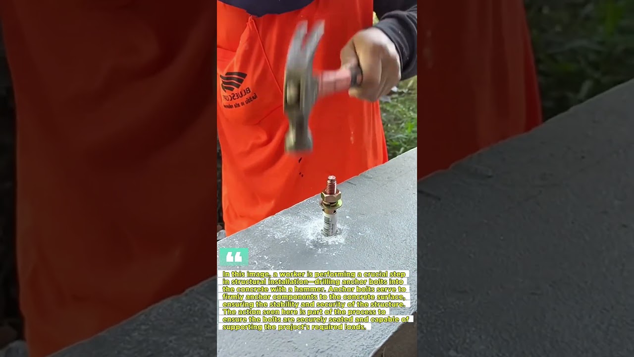 Ensuring Connection Strength: Anchor Bolt Installation with Hammering Technique.