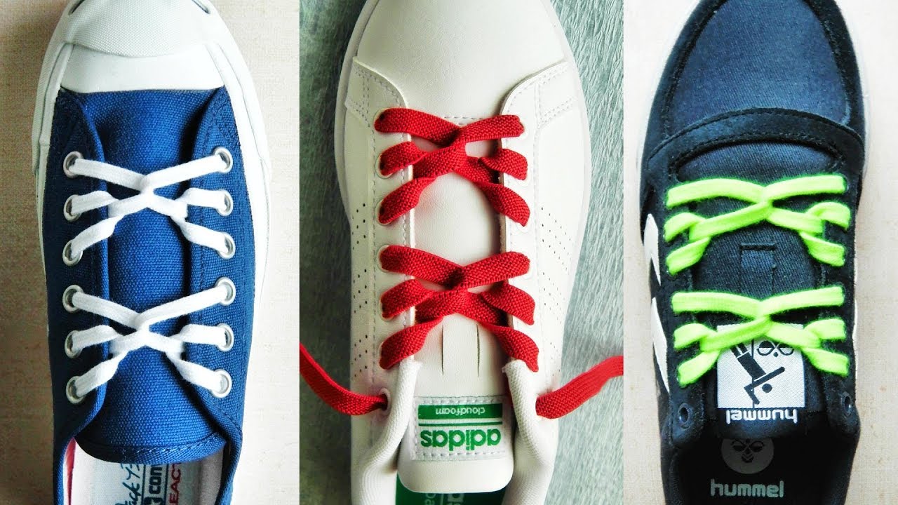 靴紐の結び方 ちょっと変わった編み目が面白い靴ひもの通し方 平ひも編 How To Tie Shoelaces 生活に役立つ Youtube