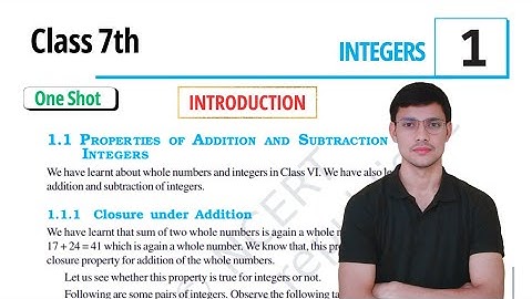 Class 7th maths l Integers l Introduction l Chapter 1 l NCERT l One shot