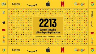 #leetcode 2213. Longest Substring of One Repeating Character #day75 #pythonprogramming #python