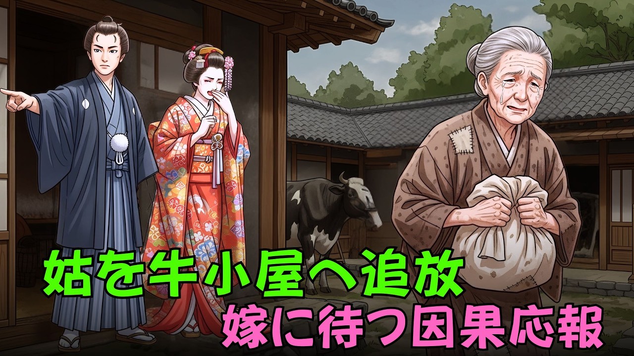 老いた母を汚いと罵り牛小屋へ追い出した嫁…待ち受ける苦い因果応報| 野談 | 伝説 | 昔話 | 説話 | 民話