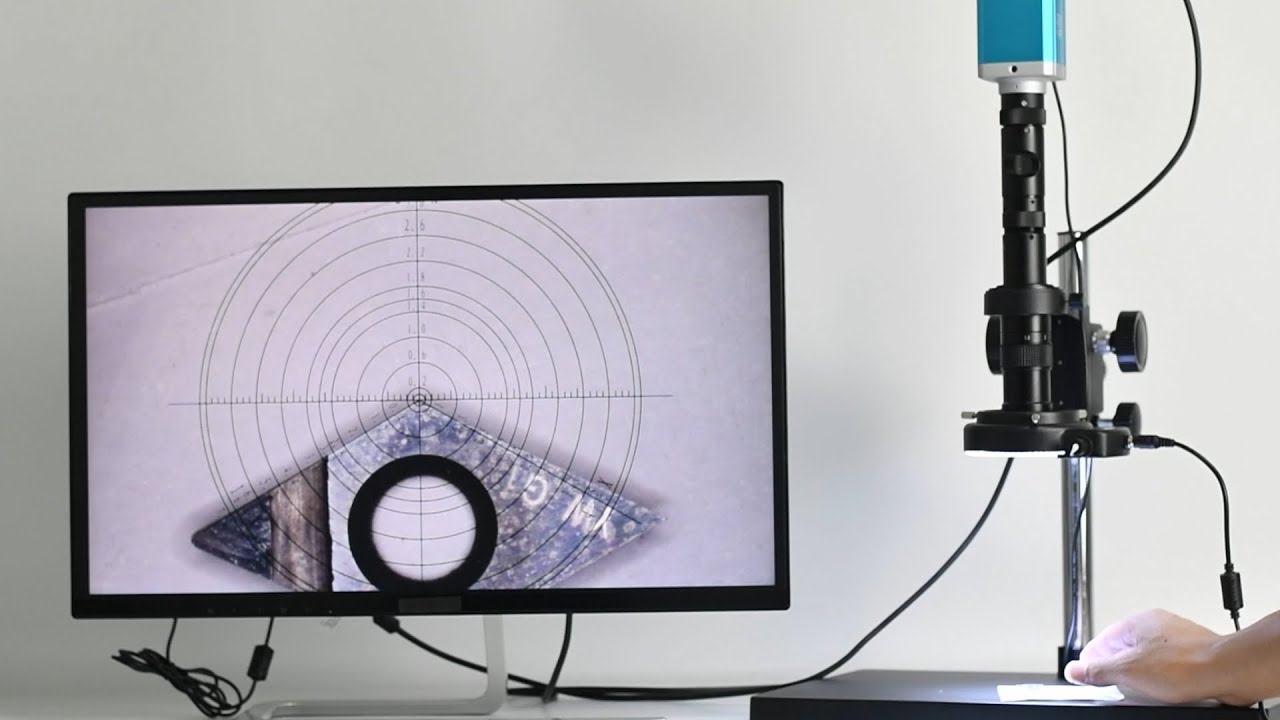 4K C-mount microscope camera kit with scale for inspection angle and ...