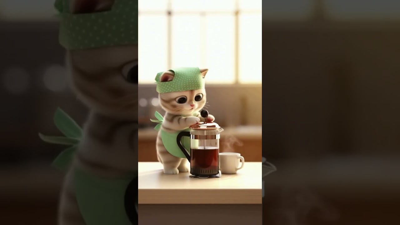 Why Is Coco Cat Cleaning the House Like This in the Morning? ☕🧹🤯