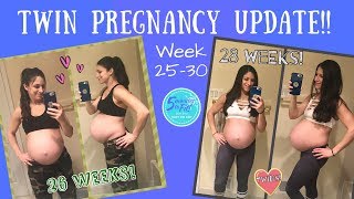 Twin Pregnancy Symptoms Update Week 25 30 Bump Pics And Workout Video Youtube