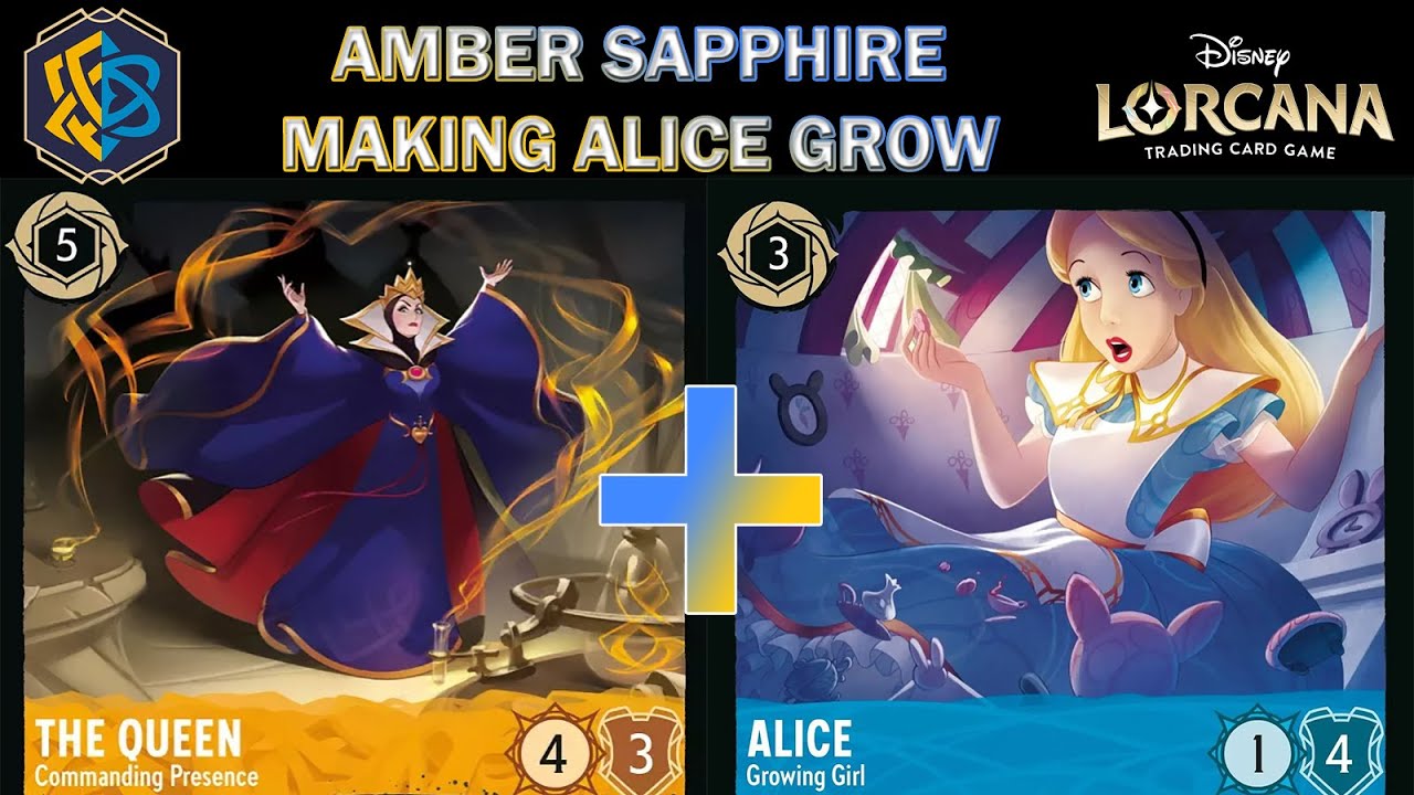 🟡🔵 AMBER SAPPHIRE QUEST FOR 20 LORE IN A SINGLE TURN BY MAKING ALICE GROW Lorcana Gameplay