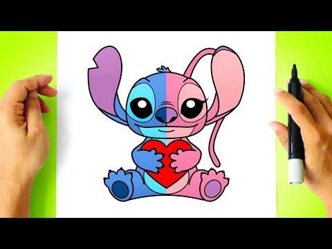 Como DESENHAR o STITCH e a ANGEL - Cómo DIBUJAR a STITCH y ANGEL - Lilo & Stitch - Drawing Tutorial