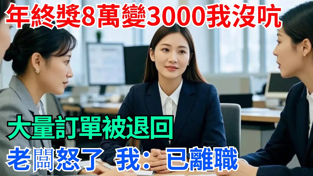 年終獎8萬變3000我沒吭，大量訂單被退回，老闆怒了，我：已離職【奇趣天下】#奇聞#社會#完結爽文#情感故事#生活見聞#社會百態#好奇零零漆#談笑娛生#叉雞