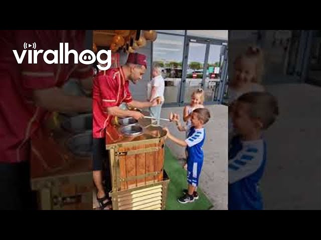 Ice Cream Vendor Plays Game With Young Customer || ViralHog class=