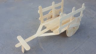 Make Bullock Cart At Home Out Of IceCream Stick | Make Bullock Cart For School Project Step By Step.