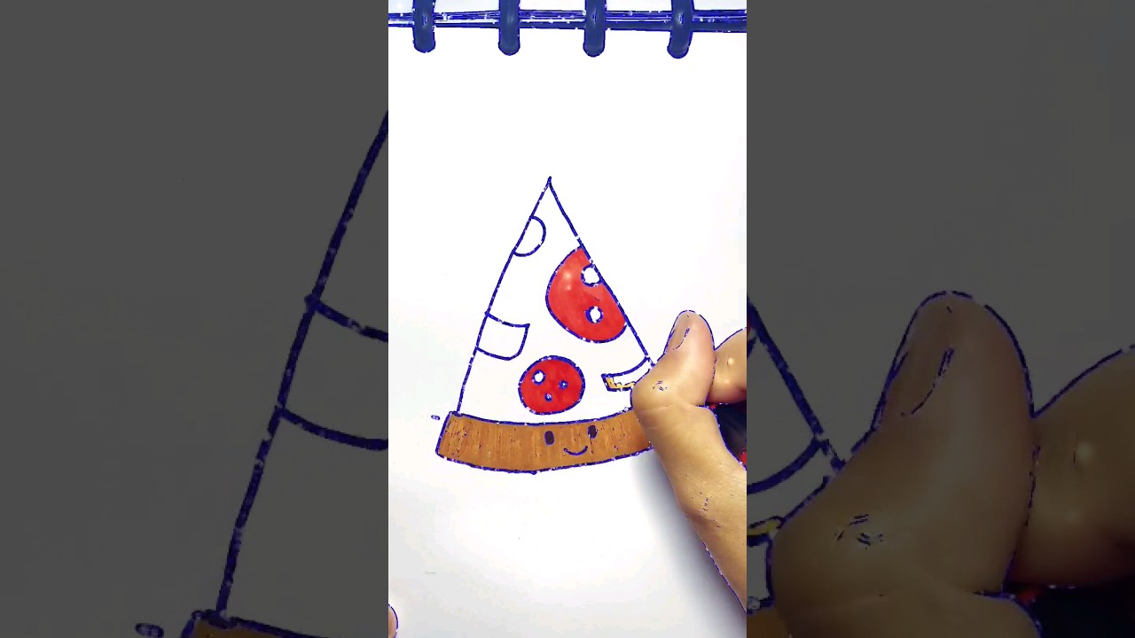 How to draw a cute pizza slice 🍕 | pizza drawing and coloring