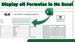 How to Display all formulas in Ms Excel || How to show all formulas in Excel sheet