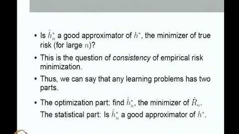Mod-07 Lec-20 Overview of Statistical Learning Theory; Empirical Risk Minimization