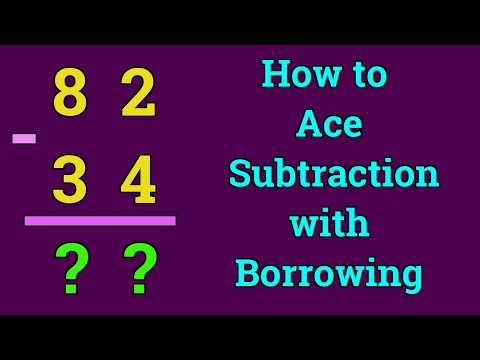 How to Ace Subtraction with Borrowing | 82 - 34 = ? - YouTube