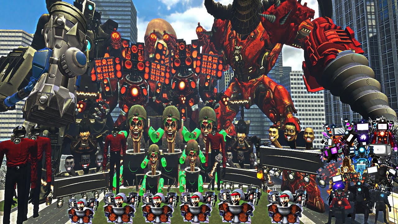 UPGRADED TITAN PRO RED DRILLMAN TVMAN CAMERAMAN VS ALL BOSSES SKIBIDI TOILET Garry's Mod