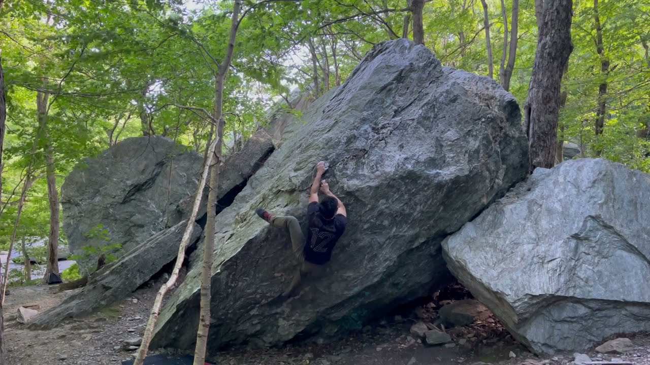 Primate (V3) - Smugglers' Notch Bouldering: Top of the Notch Boulders