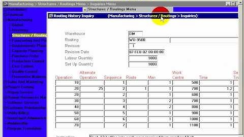 DYNAMIC 3i Free Edition ERP tutorials - routing history inquiry