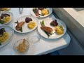 menú del evento 🇨🇴. esparragos, puré de papa, langostas, y carne asada🥩🥩
